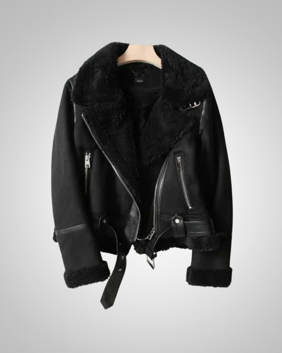 Camila | Women's Leather Sherpa Biker Jacket