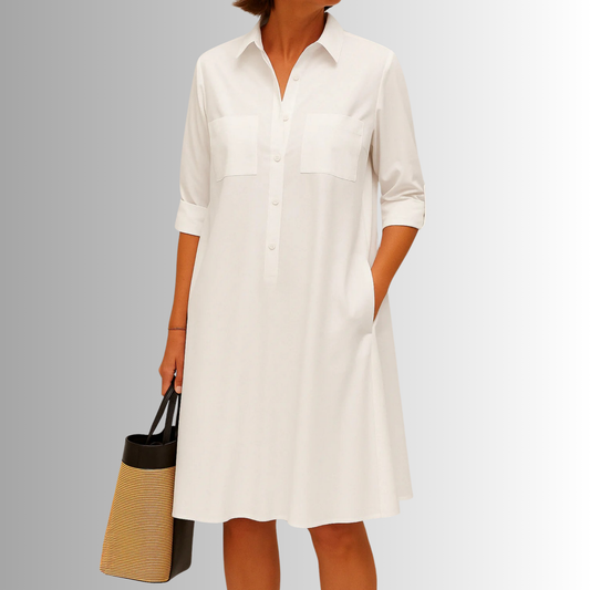 Svea | Women's Sophisticated Midi Shirtdress With Buttons