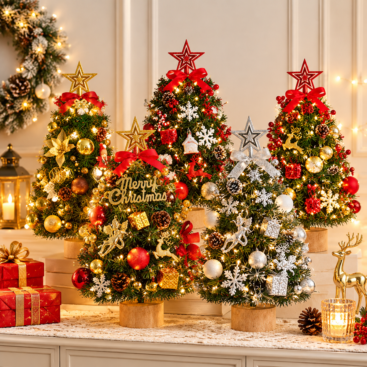 Mini Christmas Tree Pre-Lit Decorated Tabletop