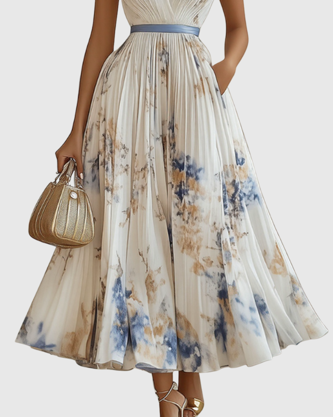 Sloane | Women's Elegant Pleated A-Line Maxi Dress