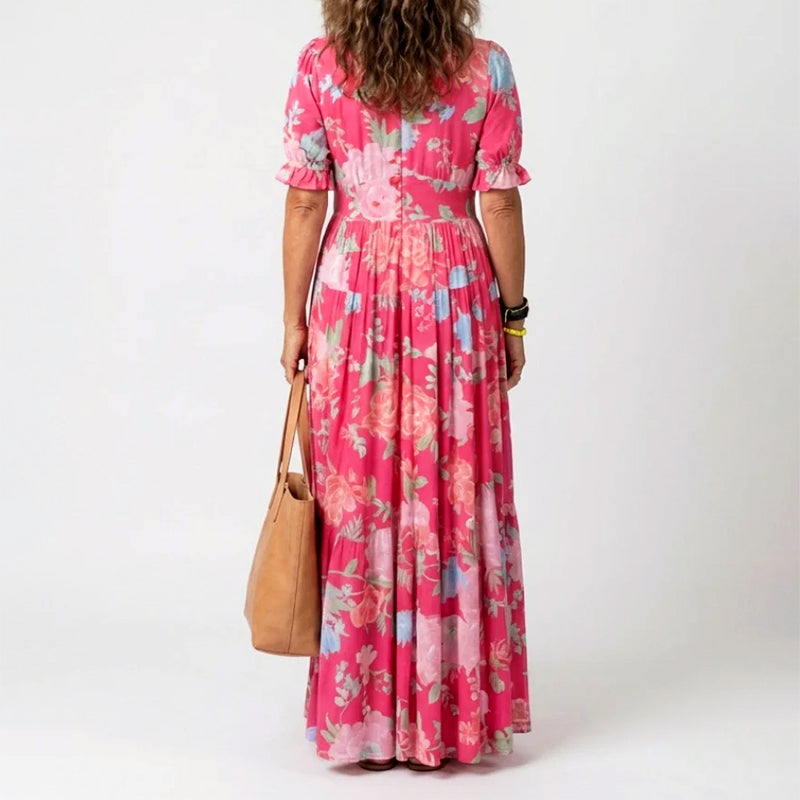 Luna | Women's Floral V-Neck Summer Long Dress