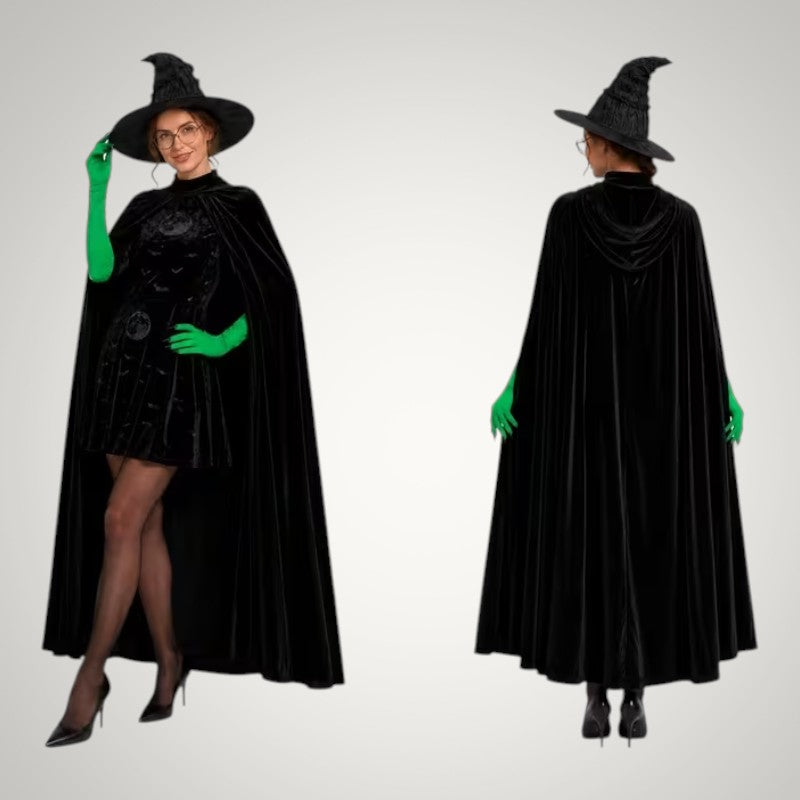 Georgia | Women's Black Witch Halloween Costume Set with Hat