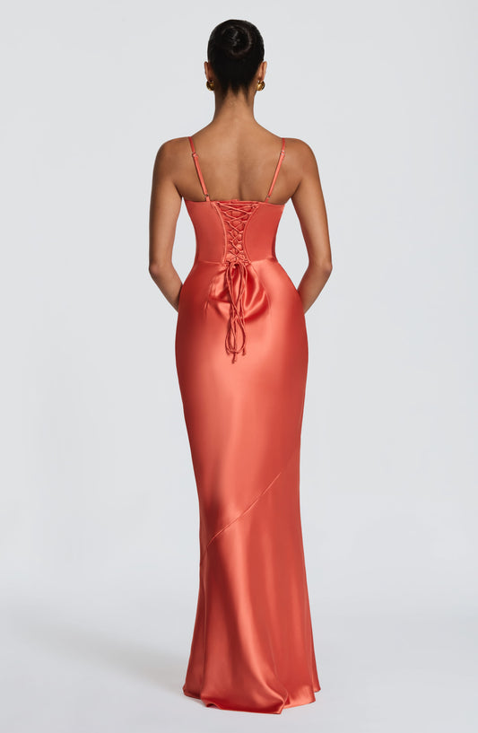 Angela | Women's Cupped Satin Cupped Maxi Dress