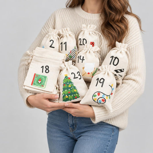 Christine | Women's DIY Advent Calendar with 24 candy bags Festive Drawstring