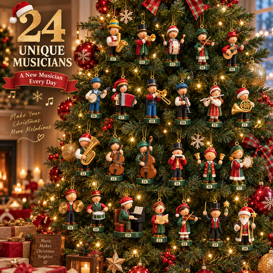 Christmas Band Advent Calendar with 24 Hand-Painted Musical Ornaments