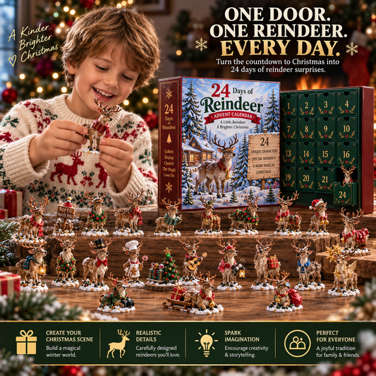 Collectible Reindeer Advent Calendar with 24 Unique Figures