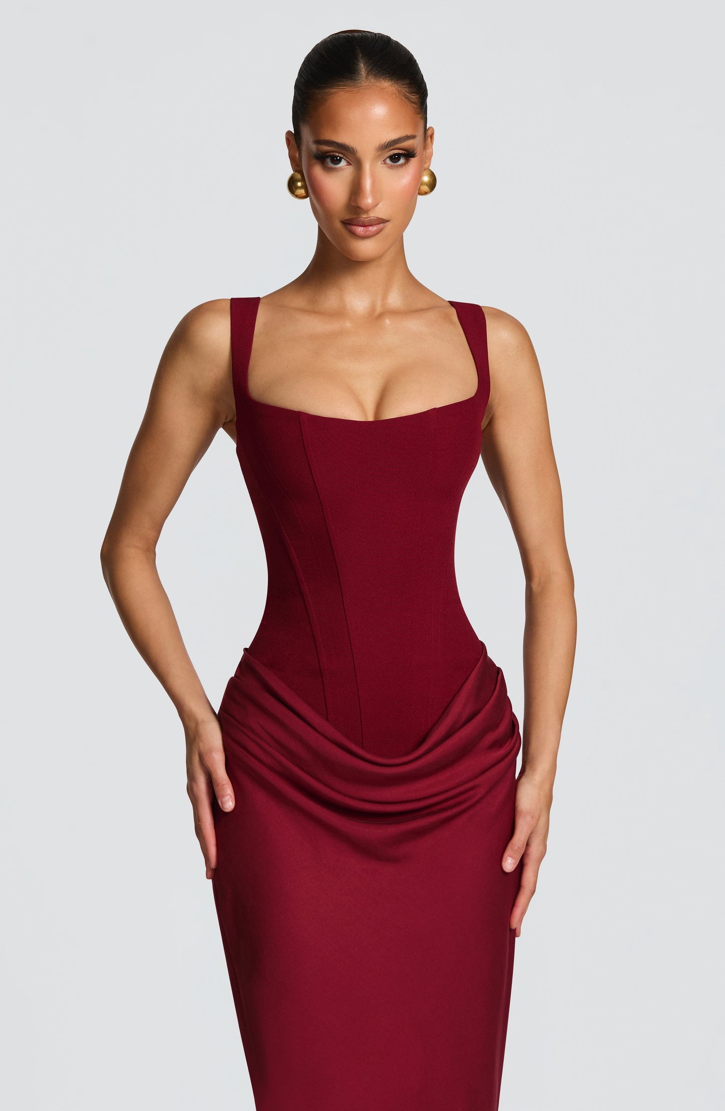 Megan | Women's Formal Draped Evening Maxi Dress