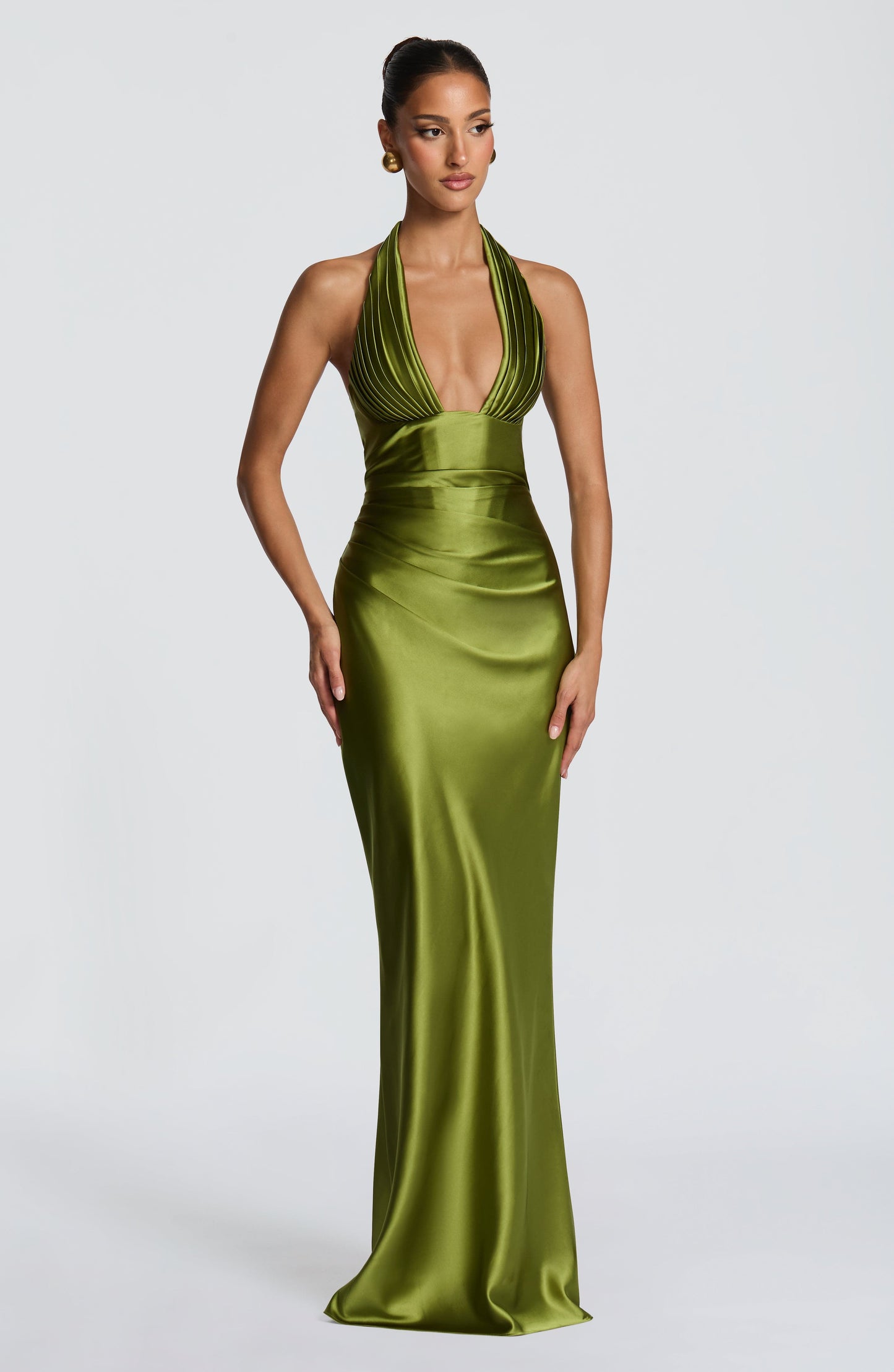 Olivia | Women's Plunge Halter Maxi Wedding Guest Dress