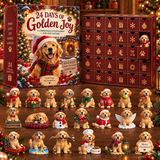 Golden Retriever Advent Calendar Festive Collectible Figurine Set