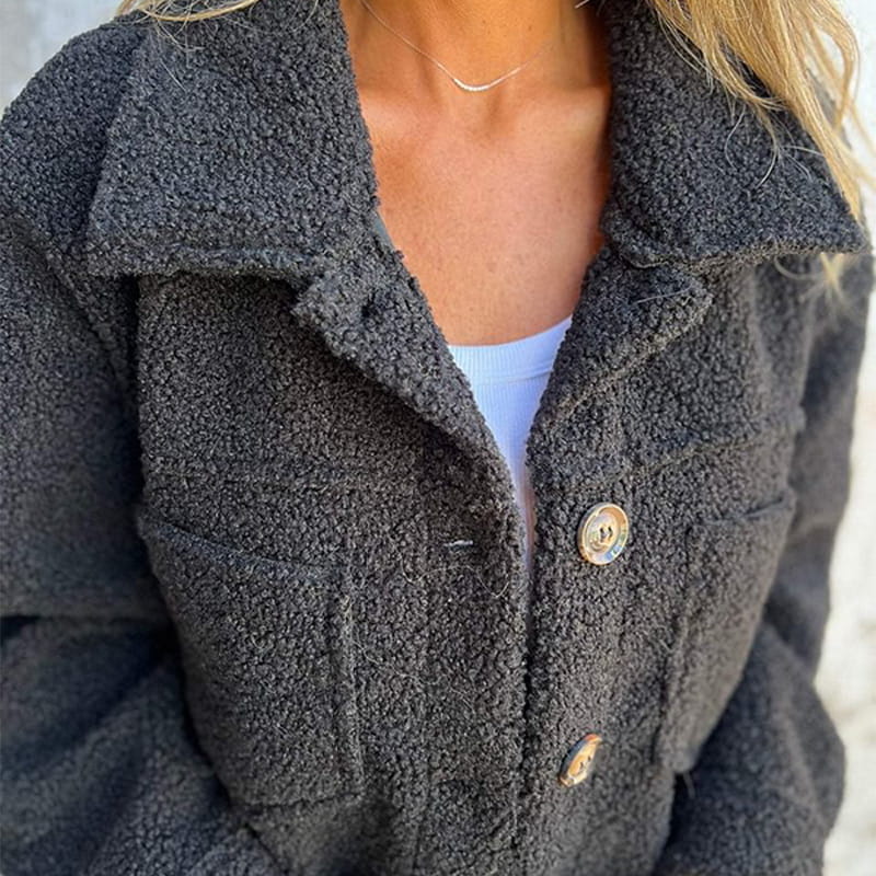 Amelia | Women's Fall Teddy Button Jacket