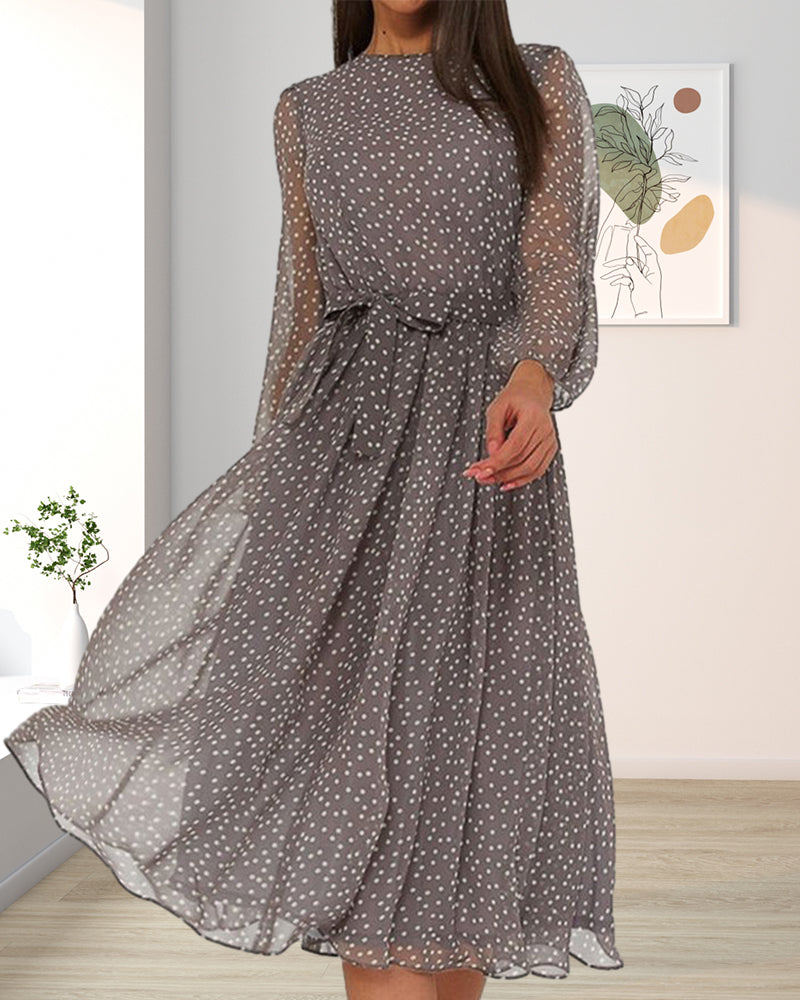 Alondra | Women's Polka Dot Long Sleeve Midi Dress
