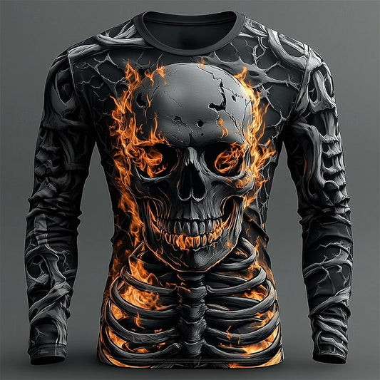 Theodore | Men's Flame Skeleton Halloween Long-Sleeve Shirt
