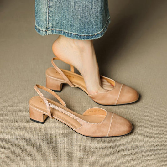 Maple | Women's Slingback Block-Heel Leather Shoes
