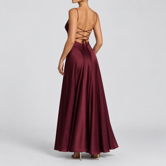 Olivia | Women's Satin Cowl Neck Maxi Dress