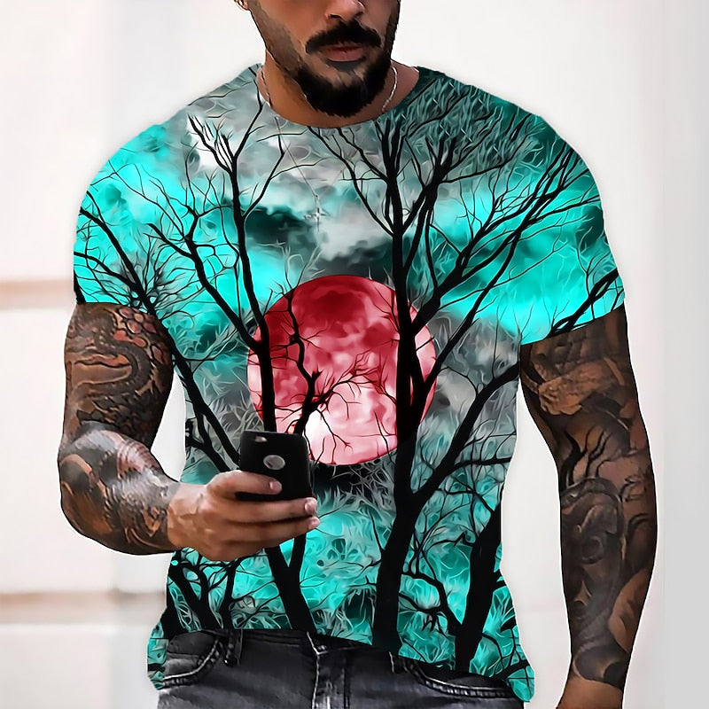 Adam | Men's Halloween Moon Graphic Crew Neck T-Shirt
