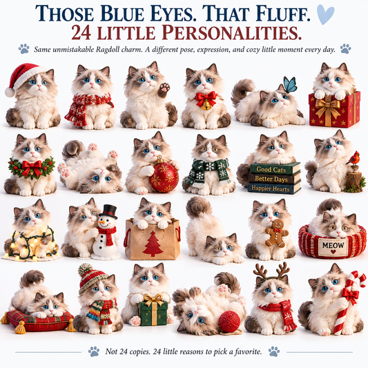 Ragdoll Cat Advent Calendar - 24 Fluffy Festive Figurines