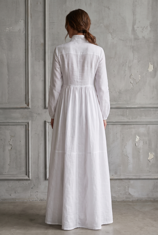Ruby | Women's Button-Up Shirt Maxi Dress with Sleeves