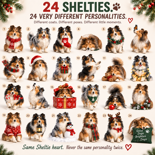 Sheltie Advent Calendar with 24 Festive Dog Designs
