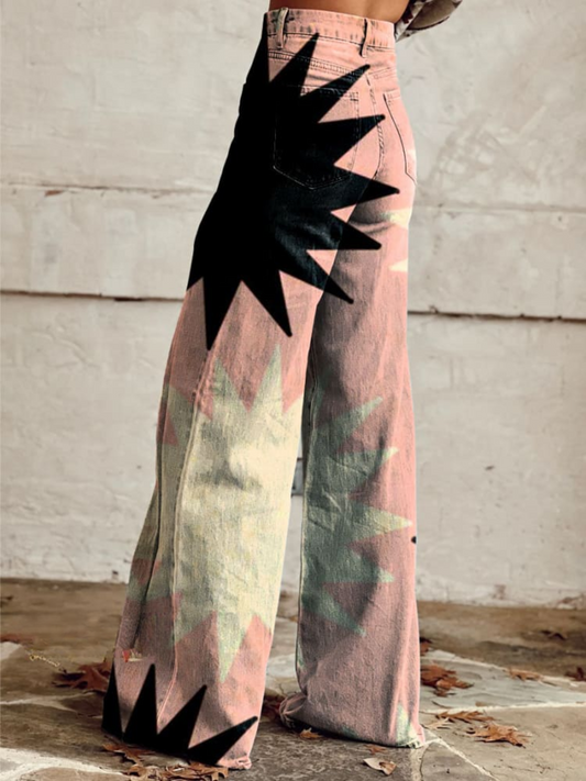 Sloane | Women's High Waist Baggy Bohemian Printed Jeans