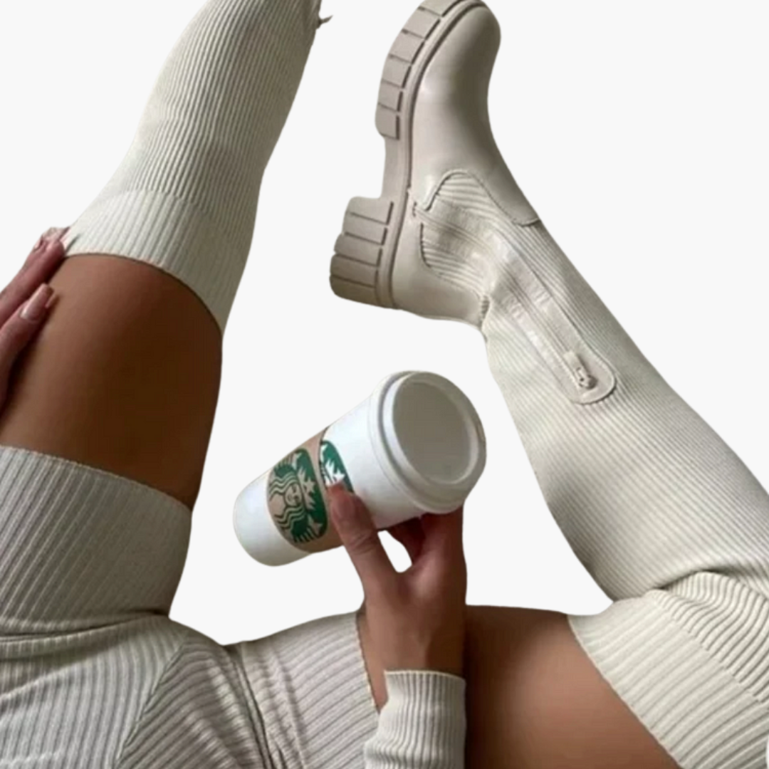 Victoria | Women's Ribbed Elegant Over Knee Zip Boots