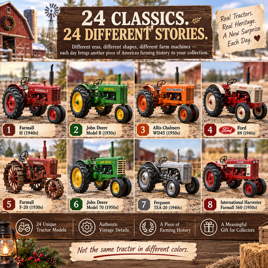 Vintage Tractor Advent Calendar with 24 Classic Farm Models