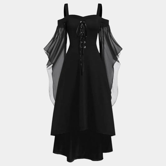 Women's Halloween Cold-Shoulder Gothic Lace Dress