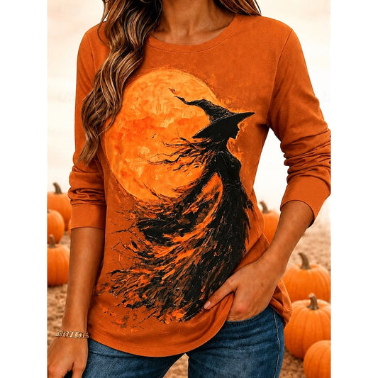 Madison | Women's Casual Halloween Witch Graphic Long-Sleeve Top