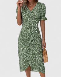 Maya | Women's Summer Floral Wrapped Short Sleeve Dress