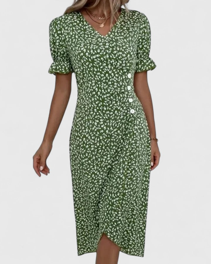 Maya | Women's Summer Floral Wrapped Short Sleeve Dress