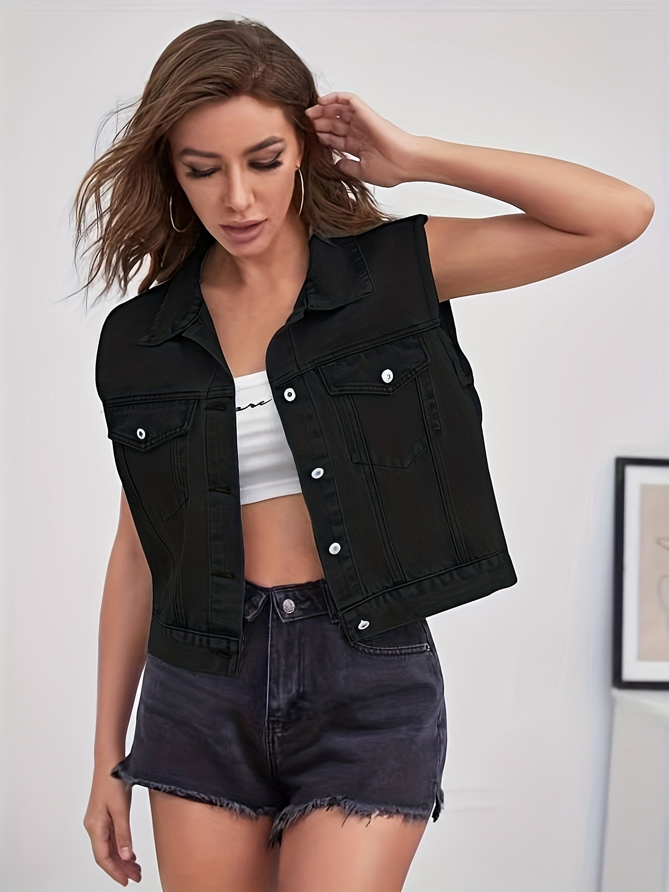 Nadia | Women's Casual Sleeveless Denim Jacket
