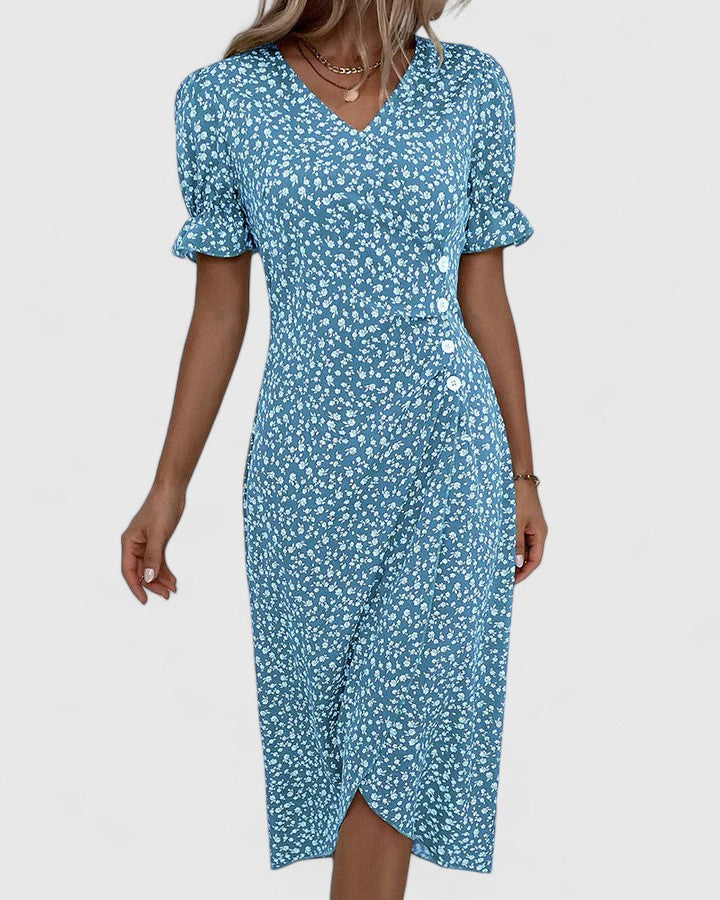 Maya | Women's Summer Floral Wrapped Short Sleeve Dress