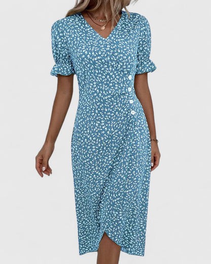 Maya | Women's Summer Floral Wrapped Short Sleeve Dress