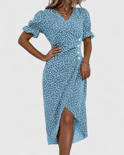 Maya | Women's Summer Floral Wrapped Short Sleeve Dress