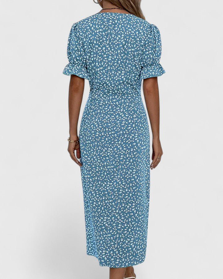 Maya | Women's Summer Floral Wrapped Short Sleeve Dress