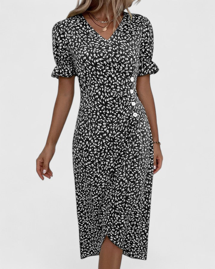 Maya | Women's Summer Floral Wrapped Short Sleeve Dress