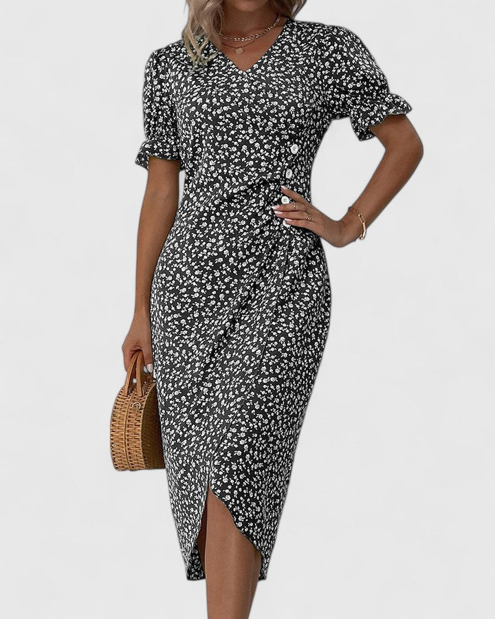 Maya | Women's Summer Floral Wrapped Short Sleeve Dress
