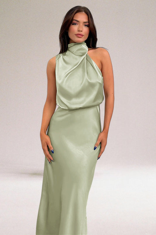 Kamila | Women’s Evening Satin Halter Neck Dress