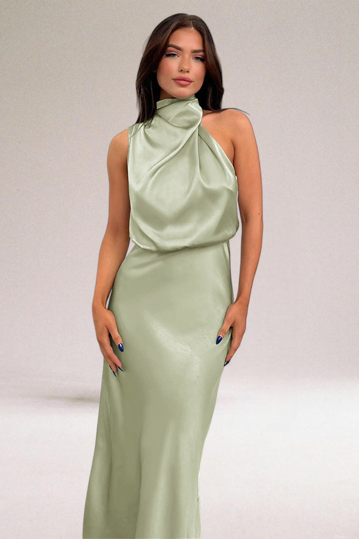 Kamila | Women’s Evening Satin Halter Neck Dress