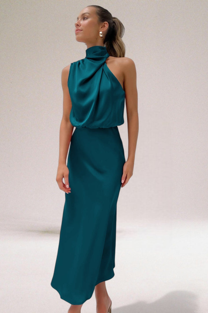 Kamila | Women’s Evening Satin Halter Neck Dress
