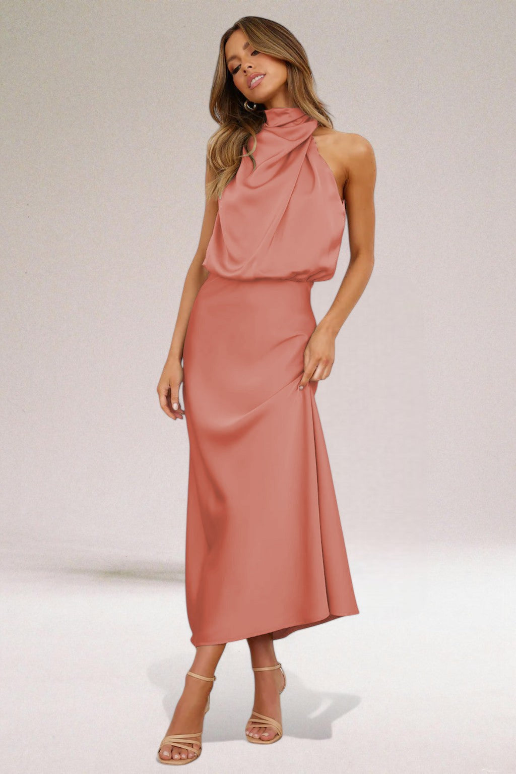 Kamila | Women’s Evening Satin Halter Neck Dress