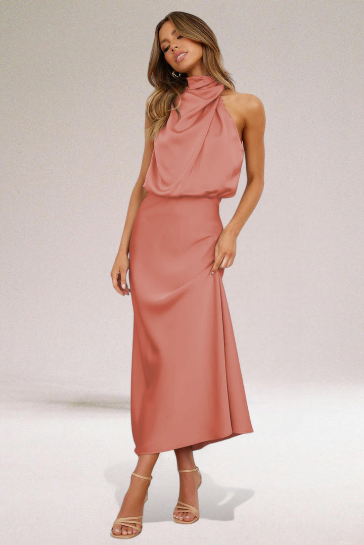 Kamila | Women’s Evening Satin Halter Neck Dress