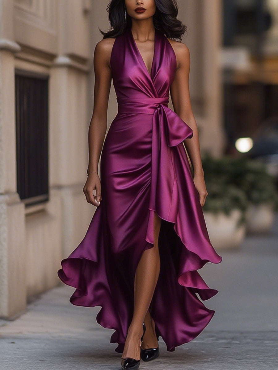 Ziva | Women’s Elegant Halter Neck Midi Dress