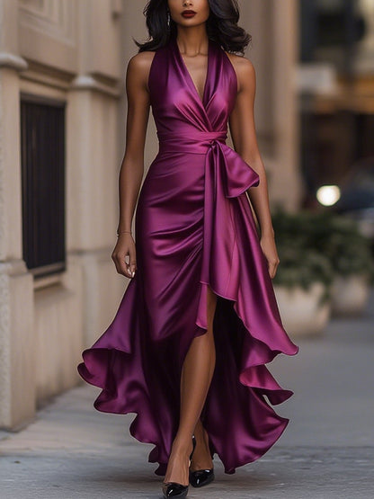 Ziva | Women’s Elegant Halter Neck Midi Dress
