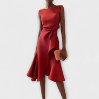 Emma | Women's Draped Asymmetric Midi Dress