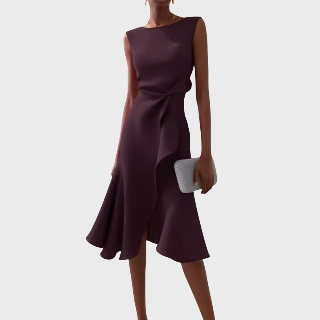 Emma | Women's Draped Asymmetric Midi Dress