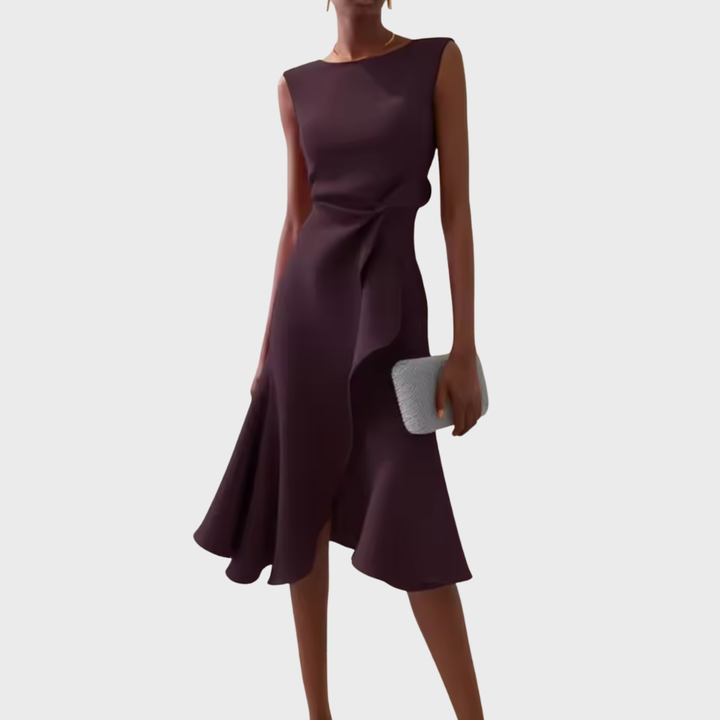 Emma | Women's Draped Asymmetric Midi Dress