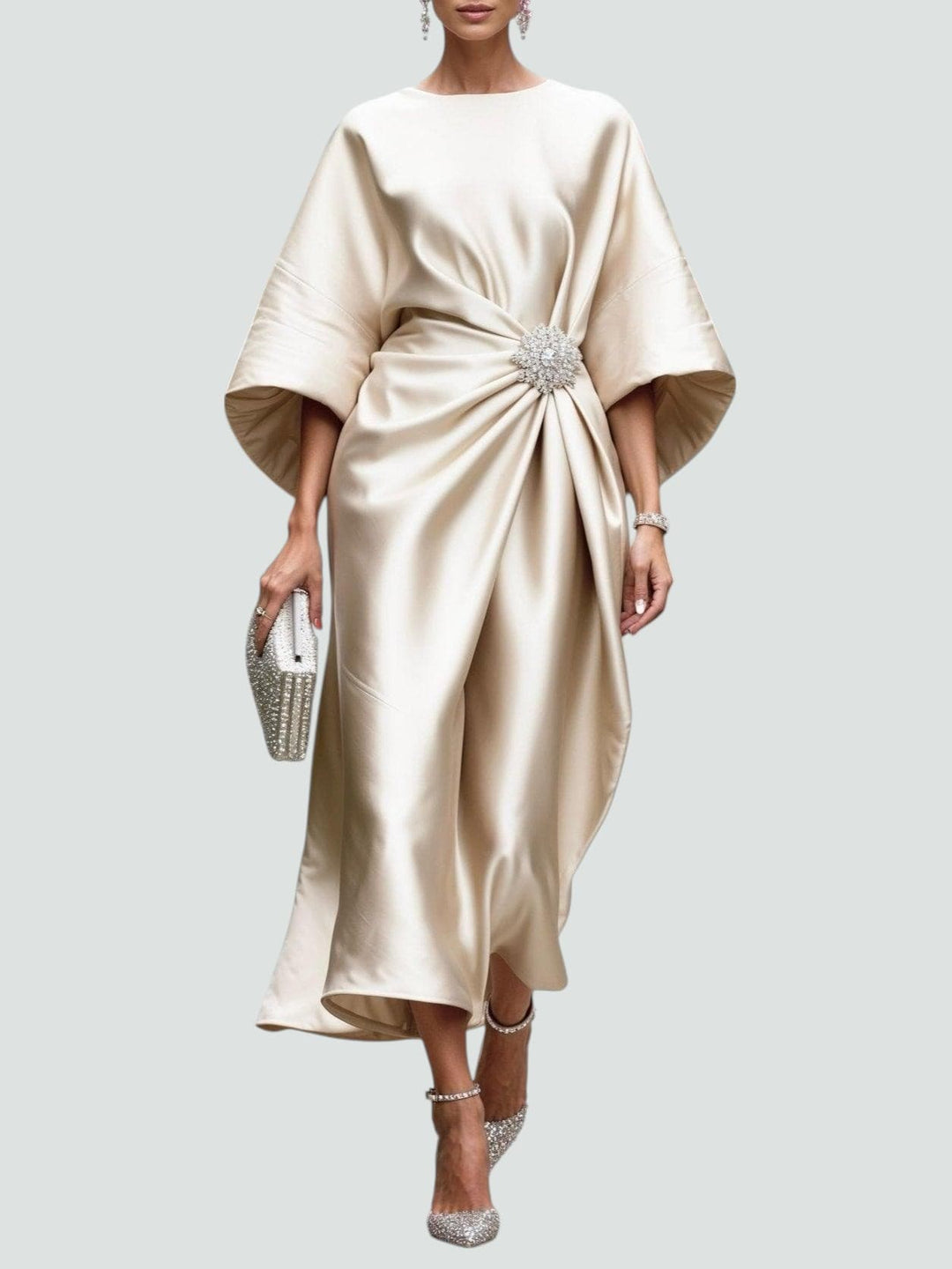 Anna | Women’s Satin Batwing Evening Dress