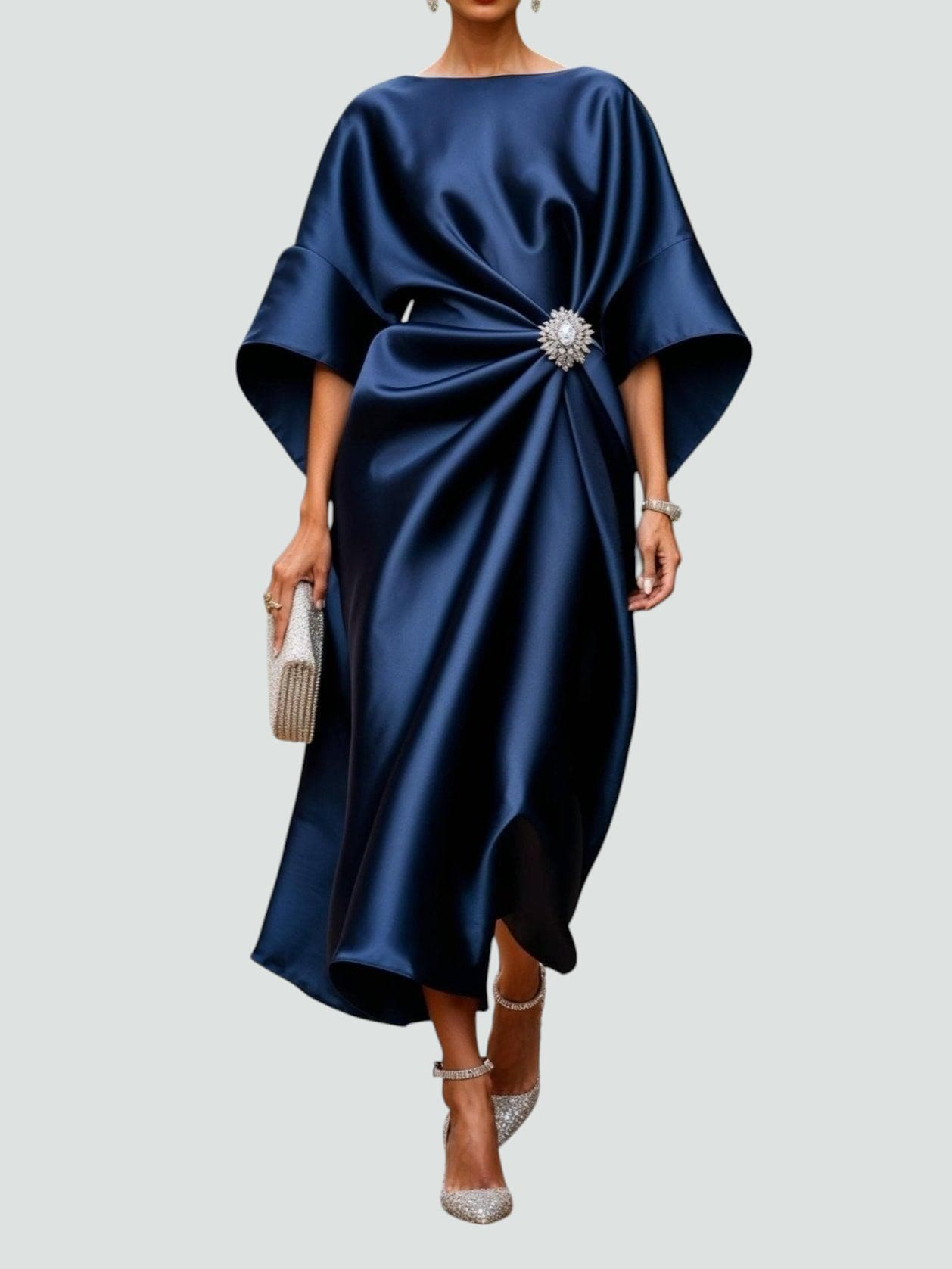 Anna | Women’s Satin Batwing Evening Dress