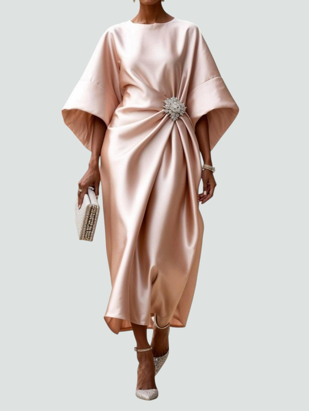 Anna | Women’s Satin Batwing Evening Dress