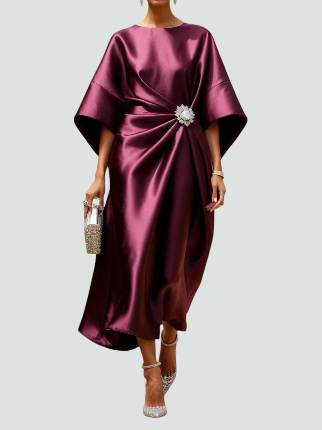 Anna | Women’s Satin Batwing Evening Dress
